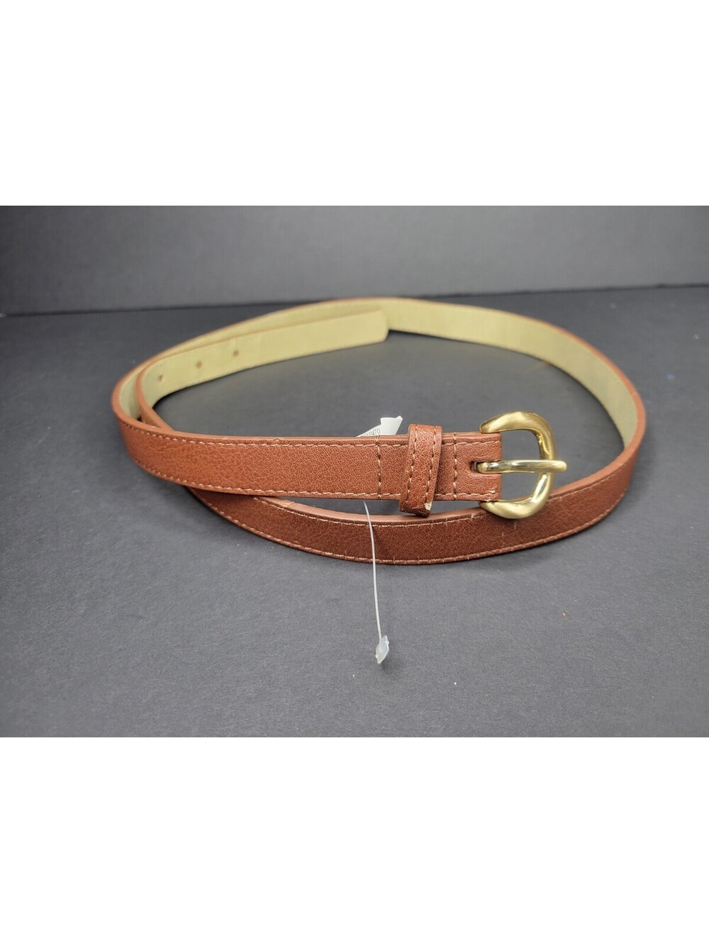 INC International Concepts Womens Faux Leather Skinny Belt Brown Size Large